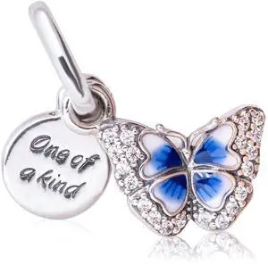 Pandora Moments Blue Butterfly Quote Double Dangle Charm Pandora Moments Blue Butterfly Quote Double Dangle Charm