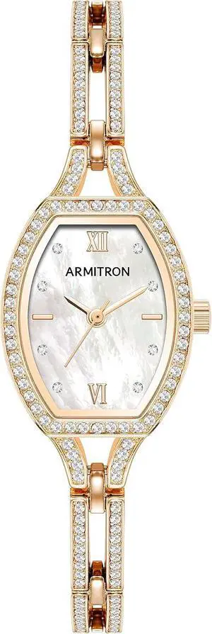 Armitron Rose Gold-Tone MOP Dial Crystal Accented Bracelet Ladies Watch