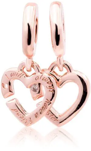 Pandora Linked Sister Hearts Split Dangle Charm
