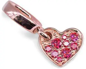 Pandora Red Pave Tilted Heart Dangle Charm