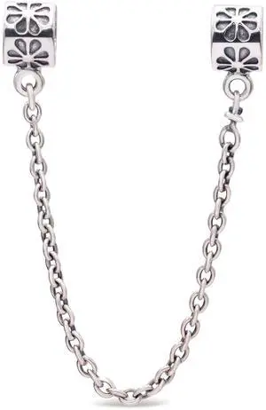 Pandora Silver Flower Charm With Safety Chain
