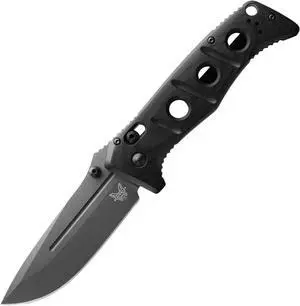 Benchmade Adamas - Black G10 - Drop-Point Tactical Folding Knife - Tungsten Gray CPM-CruWear Blade