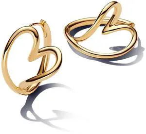 Pandora Organically Shaped Heart Hoop Earrings 14k gold plating Pandora Organically Shaped Heart Hoop Earrings 14k gold plating