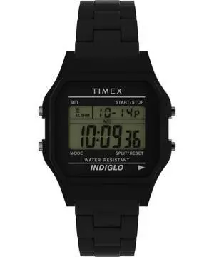 Timex 80 36mm Glossy Black Resin Bracelet Mens Watch Timex 80 36mm Glossy Black Resin Bracelet Mens Watch