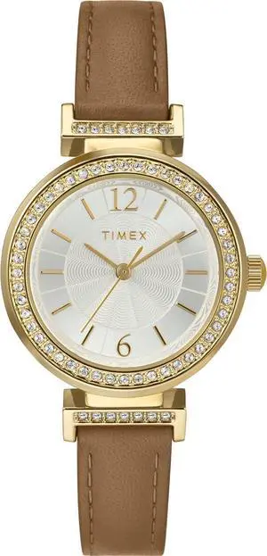 Timex Trend 31mm Brown Leather Gold-Tone Ladies Watch Timex Trend 31mm Brown Leather Gold-Tone Ladies Watch