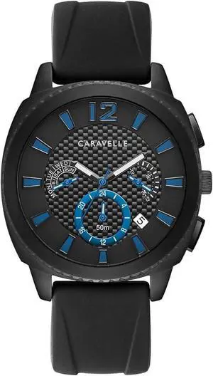 Caravelle by Bulova Sport Chronograph Black Silicone Mens Watch Caravelle by Bulova Sport Chronograph Black Silicone Mens Watch