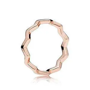 Pandora Polished Zigzag Ring for Women 14k Rose Gold-Plated Stackable Layering Ring Contemporary Design Size 5 Pandora Polished Zigzag Ring for Women 14k Rose Gold-Plated Stackable Layering Ring Contemporary Design Size 5