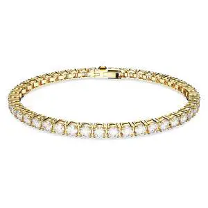 Swarovski Matrix Tennis Bracelet - Round Cut - White - Gold-tone Plated - Large Swarovski Matrix Tennis Bracelet - Round Cut - White - Gold-tone Plated - Large