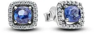 Pandora Timeless Sparkling Square Blue Halo Stud Earrings Pandora Timeless Sparkling Square Blue Halo Stud Earrings