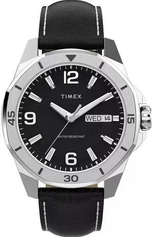 Timex Essex Black Dial Leather Mens Watch Timex Essex Black Dial Leather Mens Watch