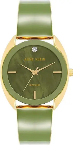 Anne Klein Gold-Tone Green Mother-of-Pearl Bangle Diamond Accent Ladies Watch Anne Klein Gold-Tone Green Mother-of-Pearl Bangle Diamond Accent Ladies Watch