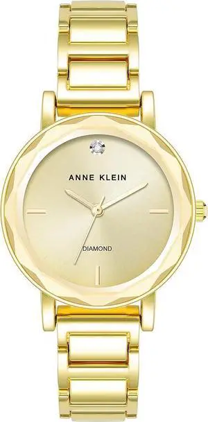 Anne Klein Gold-Tone Faceted Crystal Champagne Sunray Ladies Watch AK-3966CHGB Anne Klein Gold-Tone Faceted Crystal Champagne Sunray Ladies Watch AK-3966CHGB