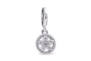 PANDORA Sparkling Snowflake Circle Dangle Charm PANDORA Sparkling Snowflake Circle Dangle Charm