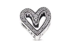 Pandora Sparkling Freehand Heart Charm Sterling Silver Women's Jewelry Pandora Sparkling Freehand Heart Charm Sterling Silver Women's Jewelry