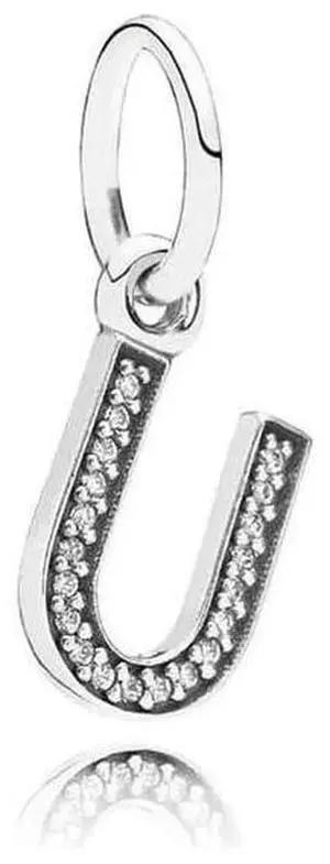 PANDORA Letter U Dangle Charm - Clear CZ - PANDORA Letter U Dangle Charm - Clear CZ -