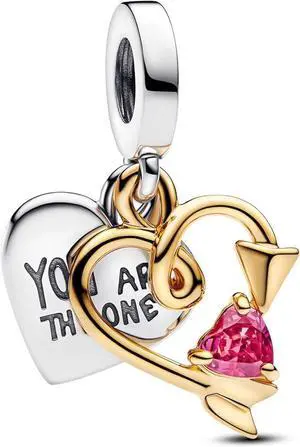 Pandora Engravable Heart & Arrow Double Dangle Charm Pandora Engravable Heart & Arrow Double Dangle Charm