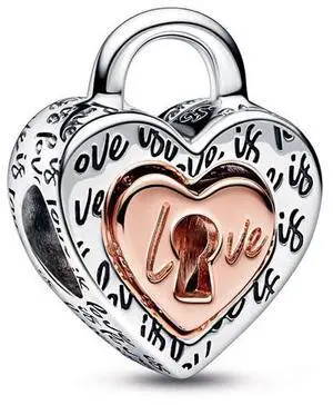 Pandora Two-tone Padlock Splittable Heart Charm Pandora Two-tone Padlock Splittable Heart Charm