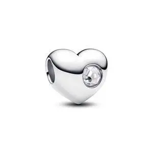 Pandora Engravable Clear Stone Heart Charm Pandora Engravable Clear Stone Heart Charm