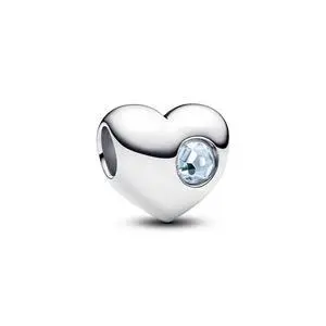 Pandora Engravable Sea Aqua Blue Stone Heart Charm Pandora Engravable Sea Aqua Blue Stone Heart Charm