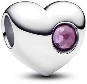 Pandora Engravable Purple Stone Heart Charm Pandora Engravable Purple Stone Heart Charm