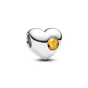 Pandora Engravable Honey Stone Heart Charm Pandora Engravable Honey Stone Heart Charm