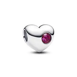 Pandora Engravable True Red Stone Heart Charm Pandora Engravable True Red Stone Heart Charm