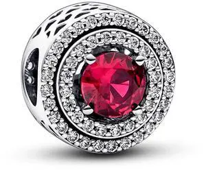 Pandora Red Sparkling Leveled Round Charm Pandora Red Sparkling Leveled Round Charm