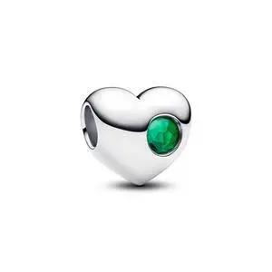 Pandora Engravable Green Stone Heart Charm Pandora Engravable Green Stone Heart Charm