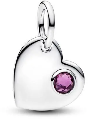 Pandora February Engravable Heart Purple Stone Heart Dangle Charm Pandora February Engravable Heart Purple Stone Heart Dangle Charm