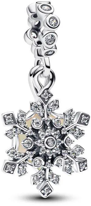 Pandora Opalescent Snowflake Double Dangle Charm Pandora Opalescent Snowflake Double Dangle Charm