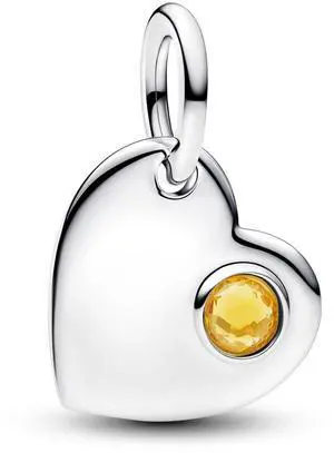 Pandora November Engravable Honey Stone Heart Dangle Charm Pandora November Engravable Honey Stone Heart Dangle Charm