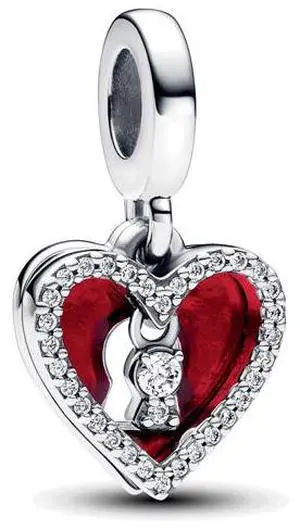 Pandora Red Heart & Keyhole Double Dangle Charm Pandora Red Heart & Keyhole Double Dangle Charm