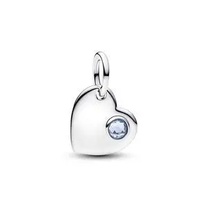 Pandora March Engravable Aqua Blue Stone Heart Dangle Charm Pandora March Engravable Aqua Blue Stone Heart Dangle Charm