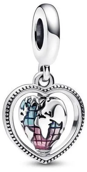 Pandora Family Spinning Heart Globe Dangle Charm Pandora Family Spinning Heart Globe Dangle Charm