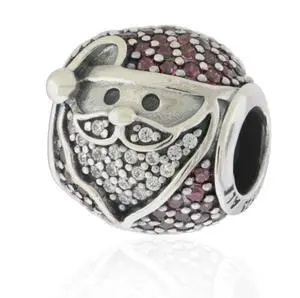 Pandora Silver Sparkling Jolly Santa CZ Bead - Pandora Silver Sparkling Jolly Santa CZ Bead -