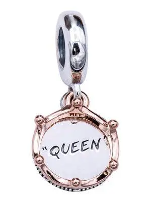 PANDORA Crown Sterling Silver And Pandora Rose Dangle - PANDORA Crown Sterling Silver And Pandora Rose Dangle -