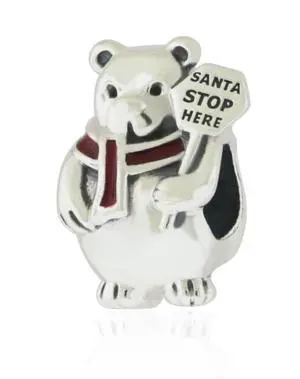 Pandora Silver Christmas Enamel Polar Bear Bead - Pandora Silver Christmas Enamel Polar Bear Bead -