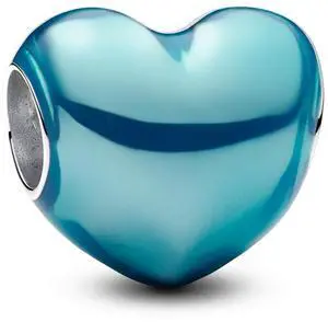 Pandora Metallic Sky Blue Heart Charm Pandora Metallic Sky Blue Heart Charm