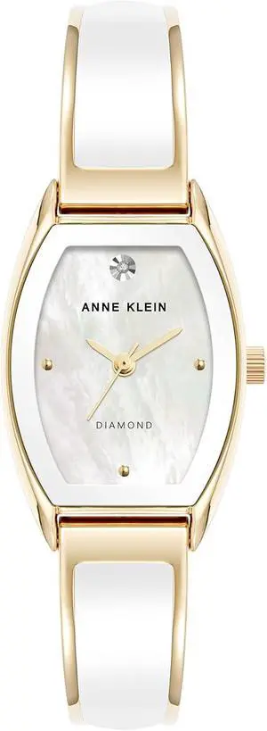 Anne Klein Gold-Tone Mother-of-Pearl Enamel Bangle Diamond Ladies Watch Anne Klein Gold-Tone Mother-of-Pearl Enamel Bangle Diamond Ladies Watch