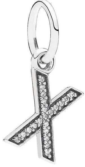PANDORA Letter X Dangle Charm - Clear CZ - PANDORA Letter X Dangle Charm - Clear CZ -