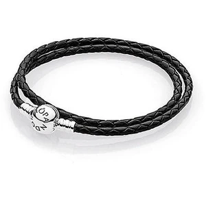 PANDORA Black Braided Double-Leather Charm Bracelet PANDORA Black Braided Double-Leather Charm Bracelet