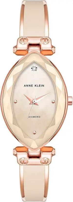 Anne Klein Rose Gold-Tone Oval Blush Pink Mother-of-Pearl Diamond Accent Ladies Watch Anne Klein Rose Gold-Tone Oval Blush Pink Mother-of-Pearl Diamond Accent Ladies Watch