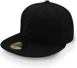 New Era Anaheim Angels MLB Basic 59FIFTY Black on Black Fitted Hat Size 7 1/4 New Era Anaheim Angels MLB Basic 59FIFTY Black on Black Fitted Hat Size 7 1/4