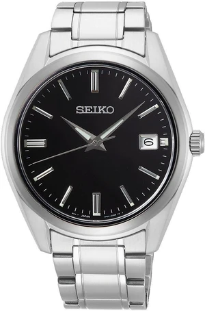 Seiko Essentials Quartz Black Dial Stainless Steel Mens Watch Seiko Essentials Quartz Black Dial Stainless Steel Mens Watch