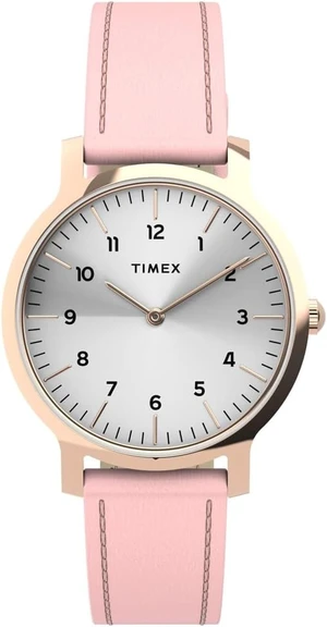 Timex Essential Norway 34mm Silver Dial Pink Leather Ladies Watch Timex Essential Norway 34mm Silver Dial Pink Leather Ladies Watch
