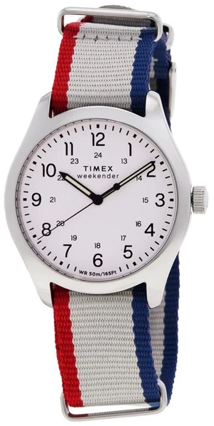 Timex Weekender 39mm White Dial Striped Fabric Slip-Thru Mens Watch Timex Weekender 39mm White Dial Striped Fabric Slip-Thru Mens Watch