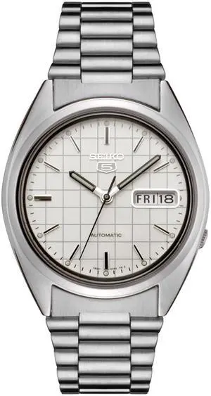 Men's Seiko 5 Automatic White Grid Dial Stainless Steel Men's Seiko 5 Automatic White Grid Dial Stainless Steel