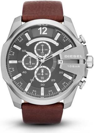 Diesel Men's DZ4290 Brown Leather Quartz Watch with Grey Dial