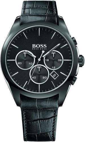 Mens Hugo Boss Chronograph Black Leather Strap Watch 1513367