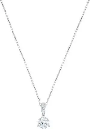 Swarovski Solitaire Pendant - White - Rhodium Plated -